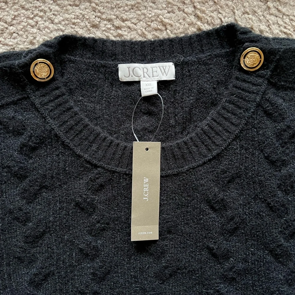 NWT J Crew Cable-knit Sweater Wool Alpaca Blend Buttons in Supersoft Yarn Sz XXL